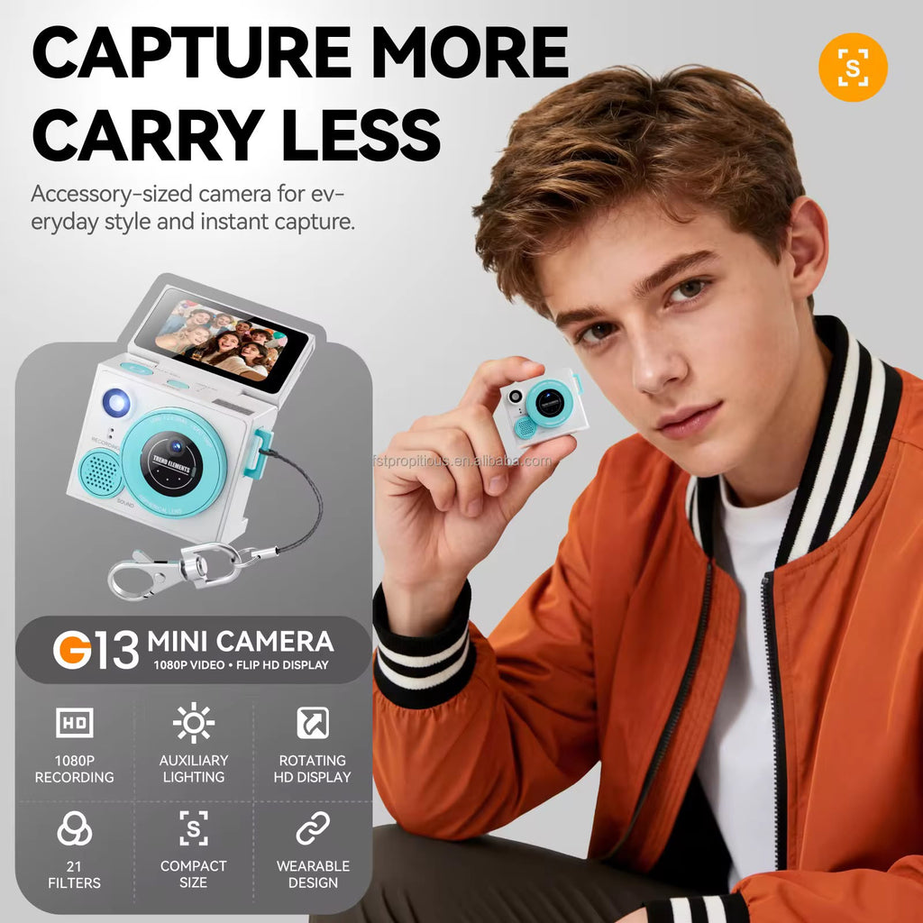 G13 Mini Camera 1080P with Rotating Flip HD Display