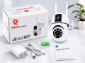 V380 Pro Dual-Lens Outdoor Smart Camera with accessories
