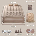 Inflatable double air bed with pillows pump storage bag and accessories
