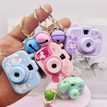 Cute Camera Keychain with Bell
