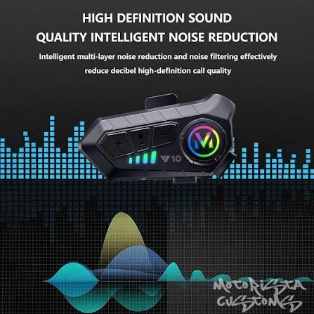 V10 Motorcycle Bluetooth Intercom | 1000mAh | IPX6 | HD Noise Reduction