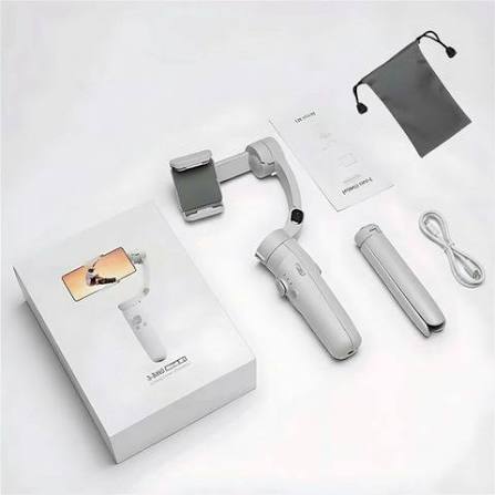 3-Axis Smartphone Gimbal Stabilizer white grey with accessories