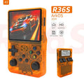 R36S transparent purple handheld game console arcade mode